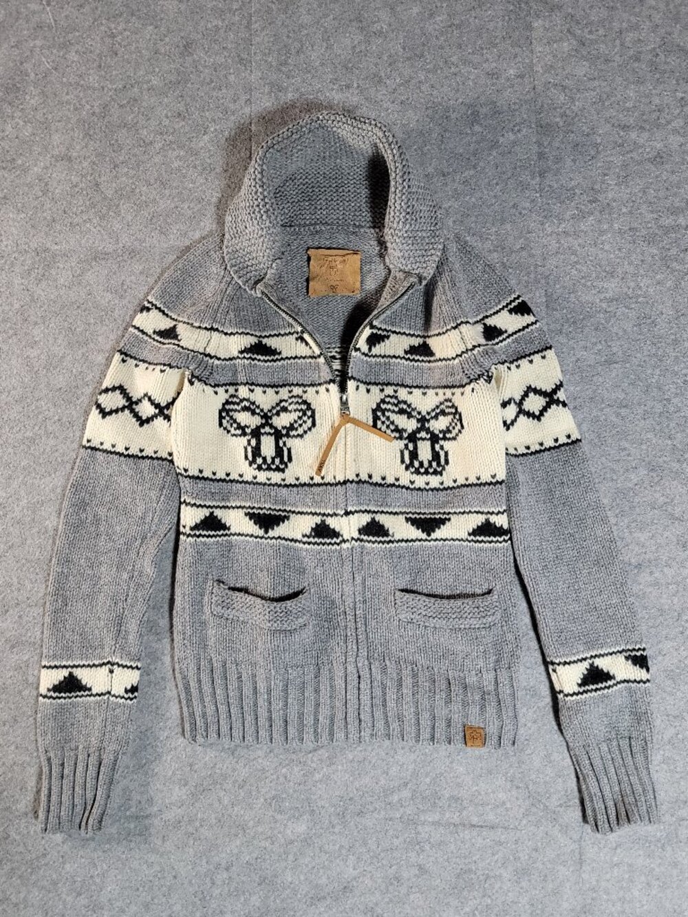 TNA Aritzia Vintage 100% Lambswool Zip Up Sea to Sky Sweater Y2K Womens Small
